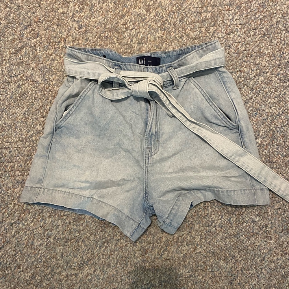 High Waisted Belted Jean Shorts